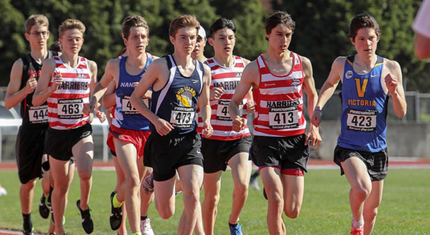Harriers Youth men's team running a race
